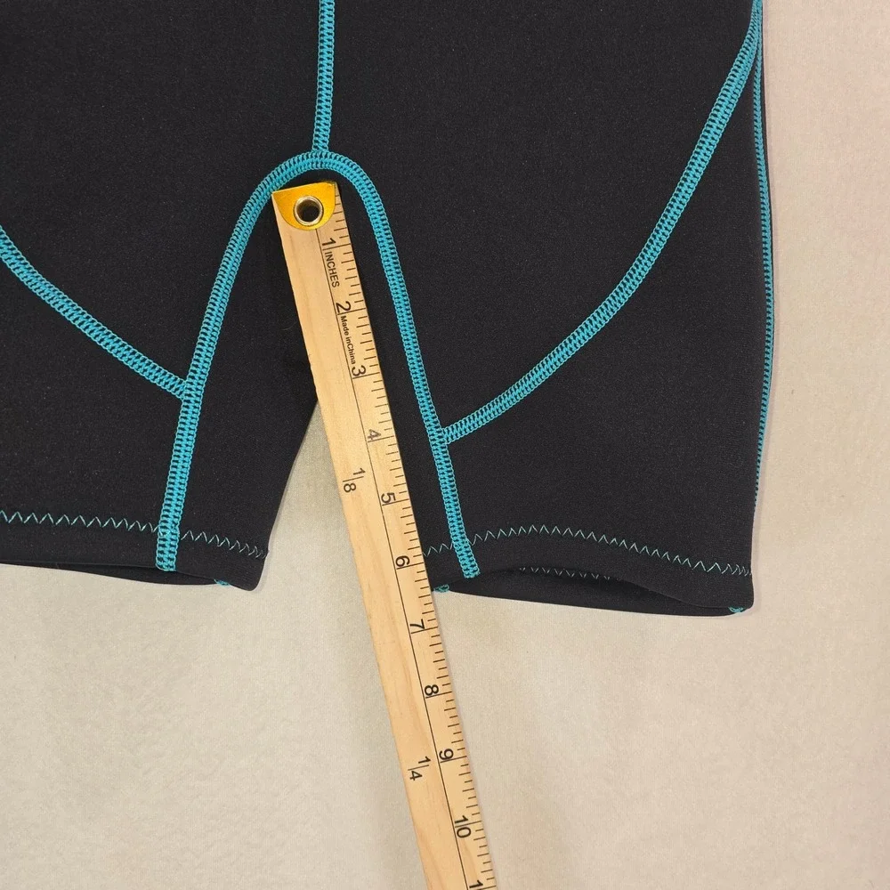 Seaskin Boys Size 8 Shorty Wetsuit Black Blue Neoprene Front Zip Swim Suit